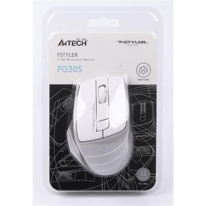 Миша бездротова A4Tech FG30S Grey/White