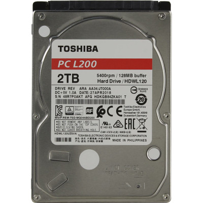 Накопичувач HDD 2.5" SATA 2.0TB Toshiba L200 5400rpm 128MB (HDWL120UZSVA)