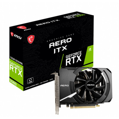 Відеокарта GF RTX 3060 12GB GDDR6 Aero ITX MSI (GeForce RTX 3060 AERO ITX 12G)