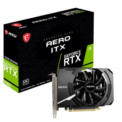 Відеокарта GF RTX 3060 12GB GDDR6 Aero ITX OC MSI (GeForce RTX 3060 AERO ITX 12G OC)