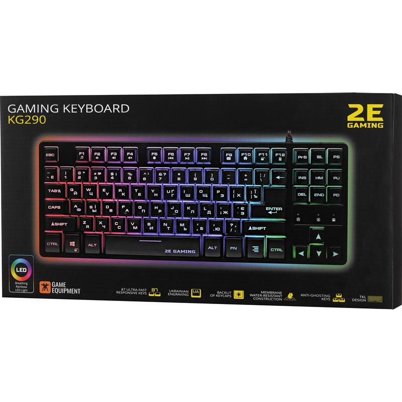 Клавіатура 2E Gaming KG290 LED Ukr Black (2E-KG290UB)