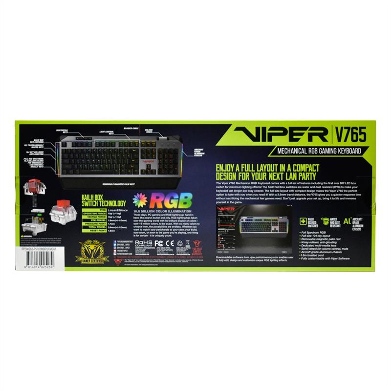 Клавиатура Patriot Viper V765 Mechanical RGB Red Box Switch (PV765MBRUXMGMRU) Black USB