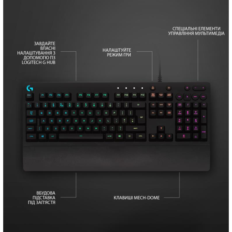 Клавiатура Logitech G213 Prodigy Black (920-010740)