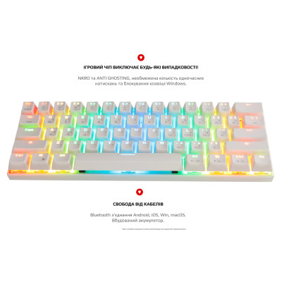 Клавіатура бездротова Motospeed CK62 Outemu Blue White (mtck62wmb)