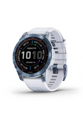 Смарт-годинник Garmin Fenix 7 Sapphire Solar Mineral Blue DLC Titanium with Whitestone Band (010-02540-24)