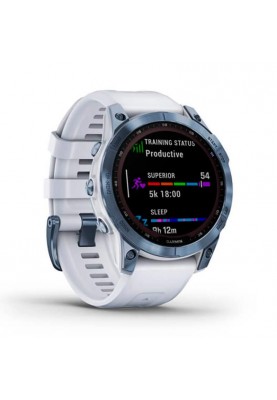 Смарт-годинник Garmin Fenix 7 Sapphire Solar Mineral Blue DLC Titanium with Whitestone Band (010-02540-24)