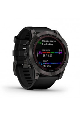 Смарт-годинник Garmin Fenix 7X Sapphire Solar Carbon Gray DLC Titanium with Black Band (010-02541-10)