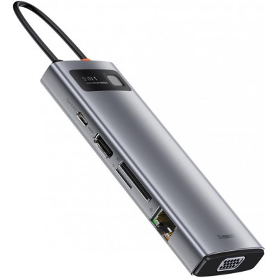 Концентратор USB-C Baseus Metal Gleam Series 9in1 Gray (CAHUB-CU0G)
