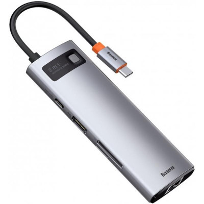 Концентратор USB-C Baseus Metal Gleam Series 8in1 Grey (CAHUB-CV0G)