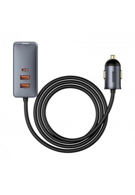 Автомобільний зарядний пристрій Baseus Share Together PPS  with extension cord 120W (2USB, 2USB-C) Gray (CCBT-A0G)