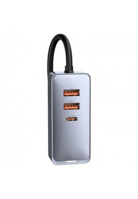 Автомобільний зарядний пристрій Baseus Share Together PPS  with extension cord 120W (2USB, 2USB-C) Gray (CCBT-A0G)