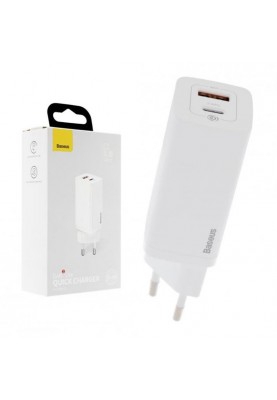 Мережевий зарядний пристрій Baseus GaN2 Lite (1USB, 1USB-C) 65W White (CCGAN2L-B02)