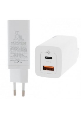 Мережевий зарядний пристрій Baseus GaN2 Lite (1USB, 1USB-C) 65W White (CCGAN2L-B02)