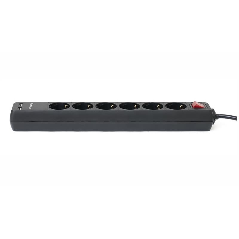Фільтр живлення REAL-EL RS-6 Protect USB 3m Black