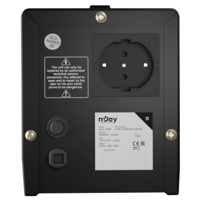 Стабілізатор Njoy Alvis 1000 (AVRL-10001AL-CS01B) AVR, 1 розетка Стабілізатор Njoy Alvis 1000 (AVRL-10001AL-CS01B) AVR, 1 розетка