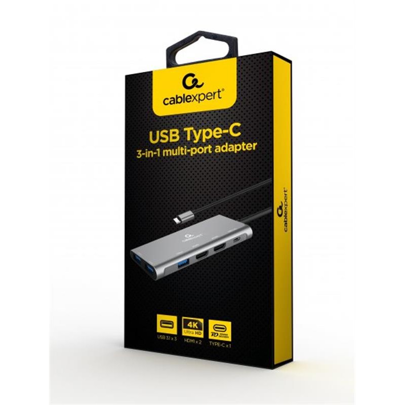 Док-станція Cablexpert USB-C 3-в-1 (A-CM-COMBO3-01)