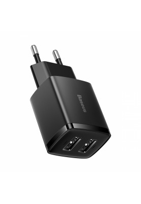 Мережевий зарядний пристрій Baseus Compact 10,5W (2 USB) Black (CCXJ010201)