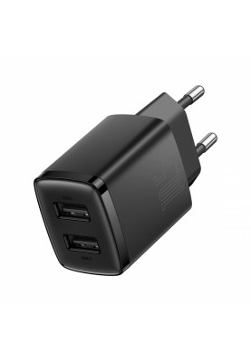 Мережевий зарядний пристрій Baseus Compact 10,5W (2 USB) Black (CCXJ010201)