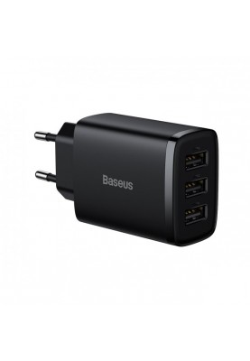 Мережевий зарядний пристрій Baseus Compact 17W (3 USB) Black (CCXJ020101)