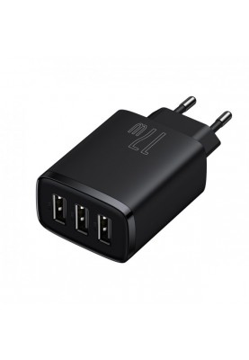 Мережевий зарядний пристрій Baseus Compact 17W (3 USB) Black (CCXJ020101)