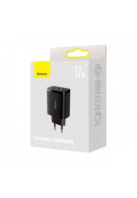 Мережевий зарядний пристрій Baseus Compact 17W (3 USB) Black (CCXJ020101)