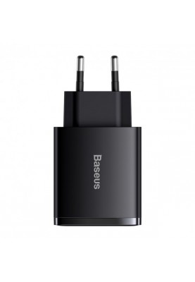 Мережевий зарядний пристрій Baseus Compact Quick Charger 30W QC+ PD (1Type-C + 2USB) Black (CCXJ-E01)