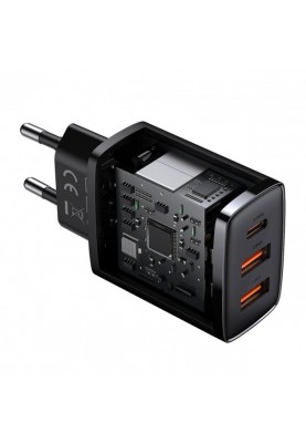 Мережевий зарядний пристрій Baseus Compact Quick Charger 30W QC+ PD (1Type-C + 2USB) Black (CCXJ-E01)