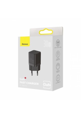 Мережевий зарядний пристрій Baseus GaN3 Fast Charger 30W (1 Type-C) Black (CCGN010101)