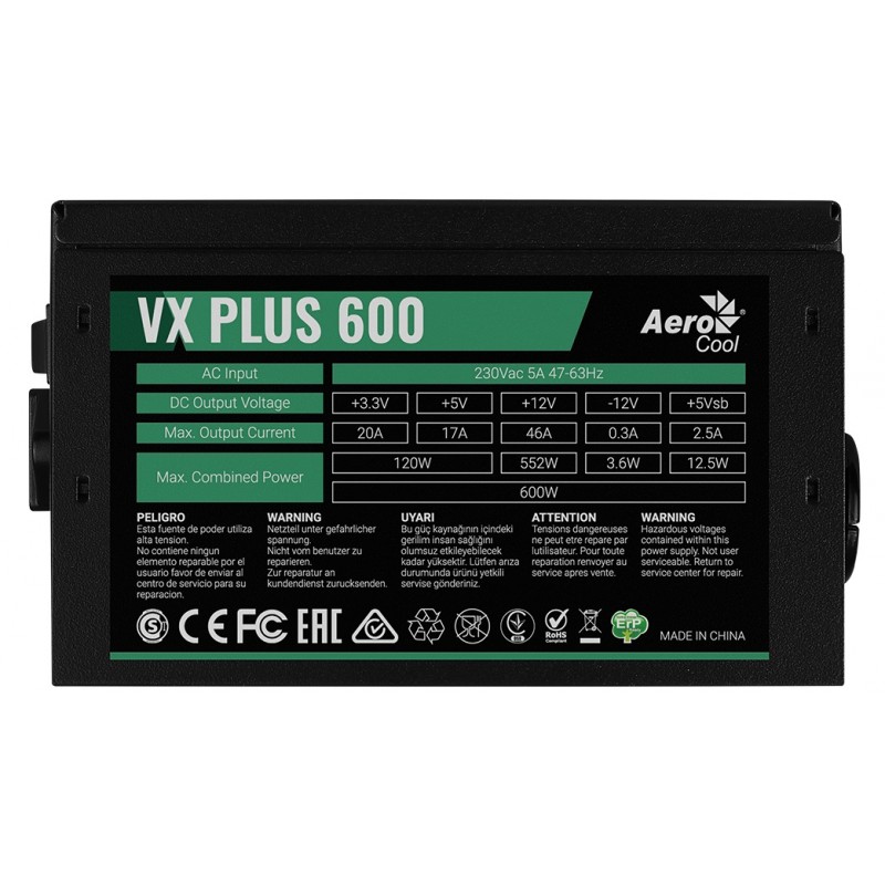 Блок живлення AeroCool VX Plus 600 (ACPN-VS60NEY.11) 600W