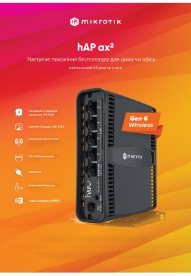 Бездротовий маршрутизатор MikroTik hAP AX2 (C52iG-5HaxD2HaxD-TC)