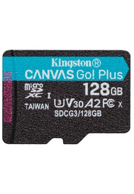 Карта пам`яті MicroSDXC 128GB UHS-I/U3 Class 10 Kingston Canvas Go! Plus R170/W90MB/s (SDCG3/128GBSP)