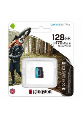 Карта пам`яті MicroSDXC 128GB UHS-I/U3 Class 10 Kingston Canvas Go! Plus R170/W90MB/s (SDCG3/128GBSP)