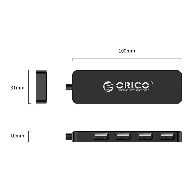 Концентратор USB2.0 Orico FL01-BK-BP 4хUSB2.0 Black (CA913237)