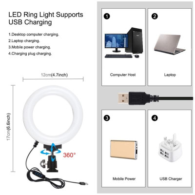 Комплект блогера Puluz PKT3028 4в1 (кільцеве світло, кріплення, тримач для телефону, мікрофон)