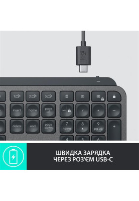 Клавіатура бездротова Logitech MX Keys Plus Advanced Wireless Illuminated Keyboard with Palm Rest Graphite UA (920-009416)