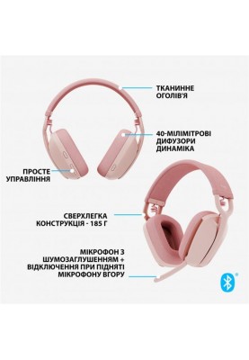 Bluetooth-гарнітура Logitech Zone Vibe 100 Wireless Rose (981-001224)