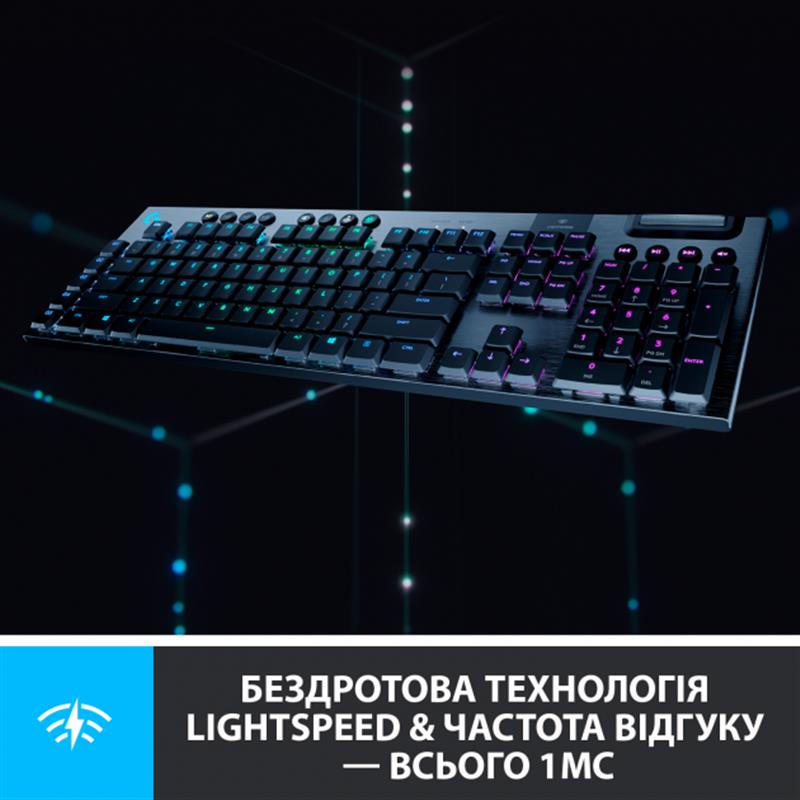 Клавiатура бездротова Logitech G915 Lightspeed Wireless RGB Mechanical Clicky Black (920-009111)