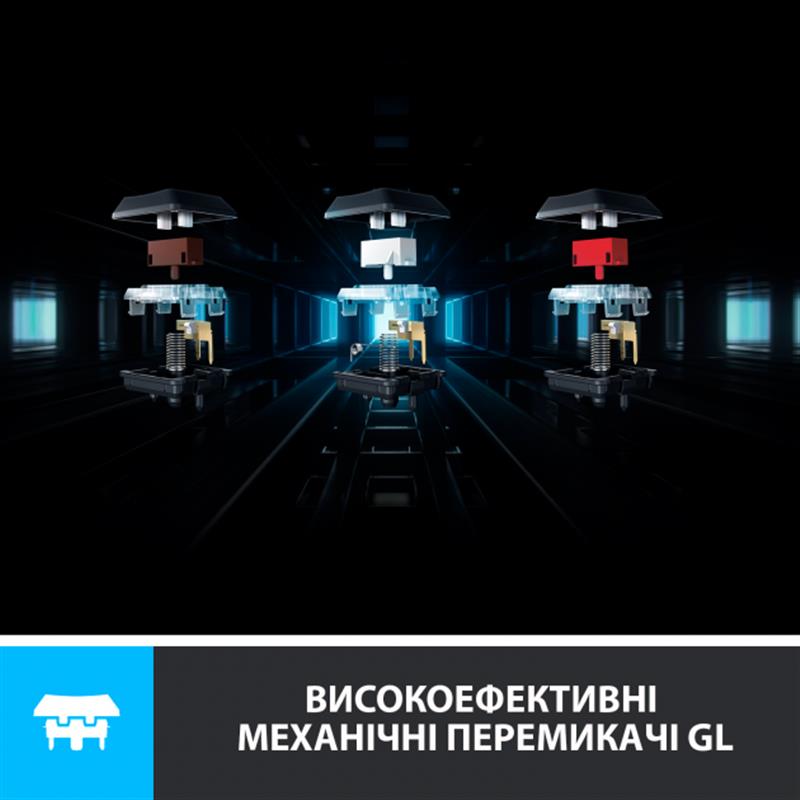 Клавiатура бездротова Logitech G915 Lightspeed Wireless RGB Mechanical Clicky Black (920-009111)