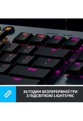 Клавiатура бездротова Logitech G915 Lightspeed Wireless RGB Mechanical Clicky Black (920-009111)