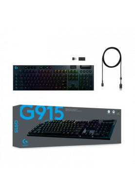 Клавiатура бездротова Logitech G915 Lightspeed Wireless RGB Mechanical Clicky Black (920-009111)