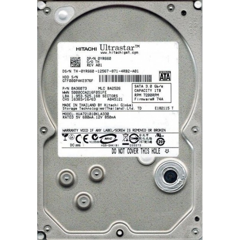 Накопичувач HDD SATA 1.0TB Hitachi (HGST) UltraStar A7K1000 7200rpm 32MB (HUA721010KLA330) гар. 12 мес.