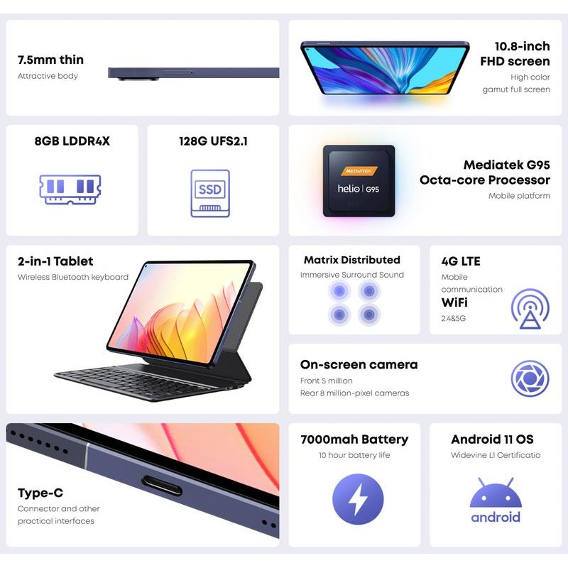 Планшетний ПК Chuwi HiPad Pro 8/128GB Dual Sim Silver (CWI526-PRO/CW-102767)