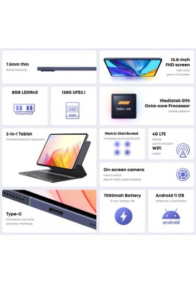 Планшетний ПК Chuwi HiPad Pro 8/128GB Dual Sim Silver (CWI526-PRO-KB/CW-102788) з клавіатурою