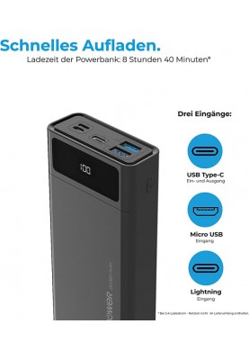 Універсальна мобільна батарея RealPower PB-20k PD Powerbank 20000mAh Black (PB-20k PD)