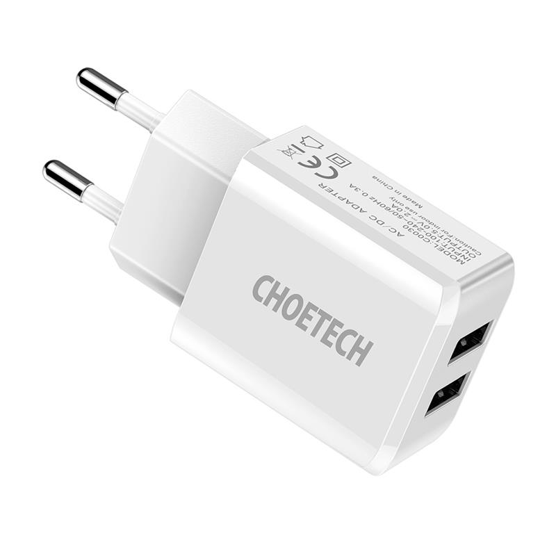Мережевий зарядний пристрій Choetech (2USBх2A) White (C0030)