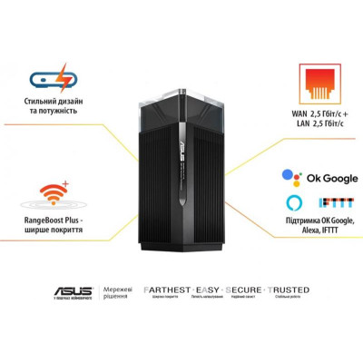 Wi-Fi Mesh система Asus ZenWiFi Pro ET12 2pk Black (90IG05Z0-MO3A20)