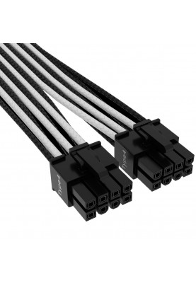 Кабель-перехідник Corsair Premium Individually Sleeved 12+4pin PCIe Gen 5 12VHPWR 600W cable, Type 4, WHITE/BLACK (CP-8920333)