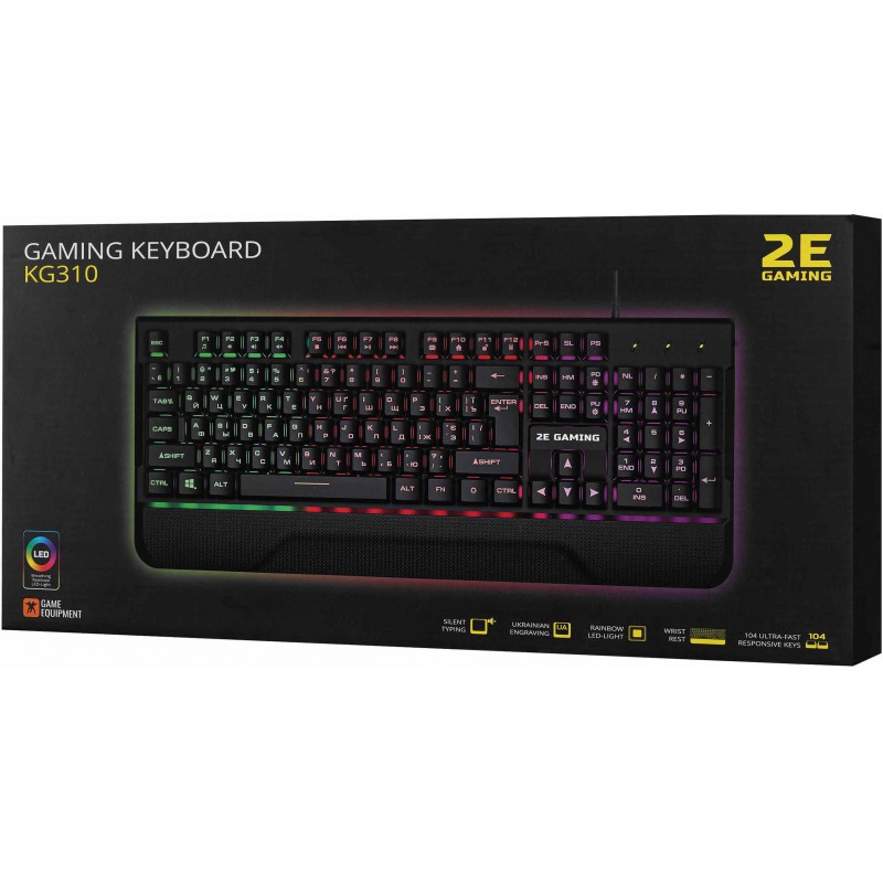 Клавиатура игровая 2E Gaming KG310 LED Ukr (2E-KG310UB) Black USB