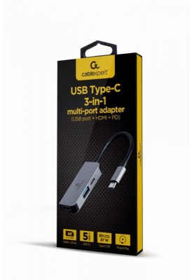 Док-станція Cablexpert USB-C 3-в-1 (A-CM-COMBO3-02) USB/HDMI/PD