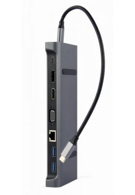 Док-станція Cablexpert USB-C 9-в-1 (A-CM-COMBO9-02) USB-хаб + HDMI/VGA/PD/LAN/3.5-мм аудіо